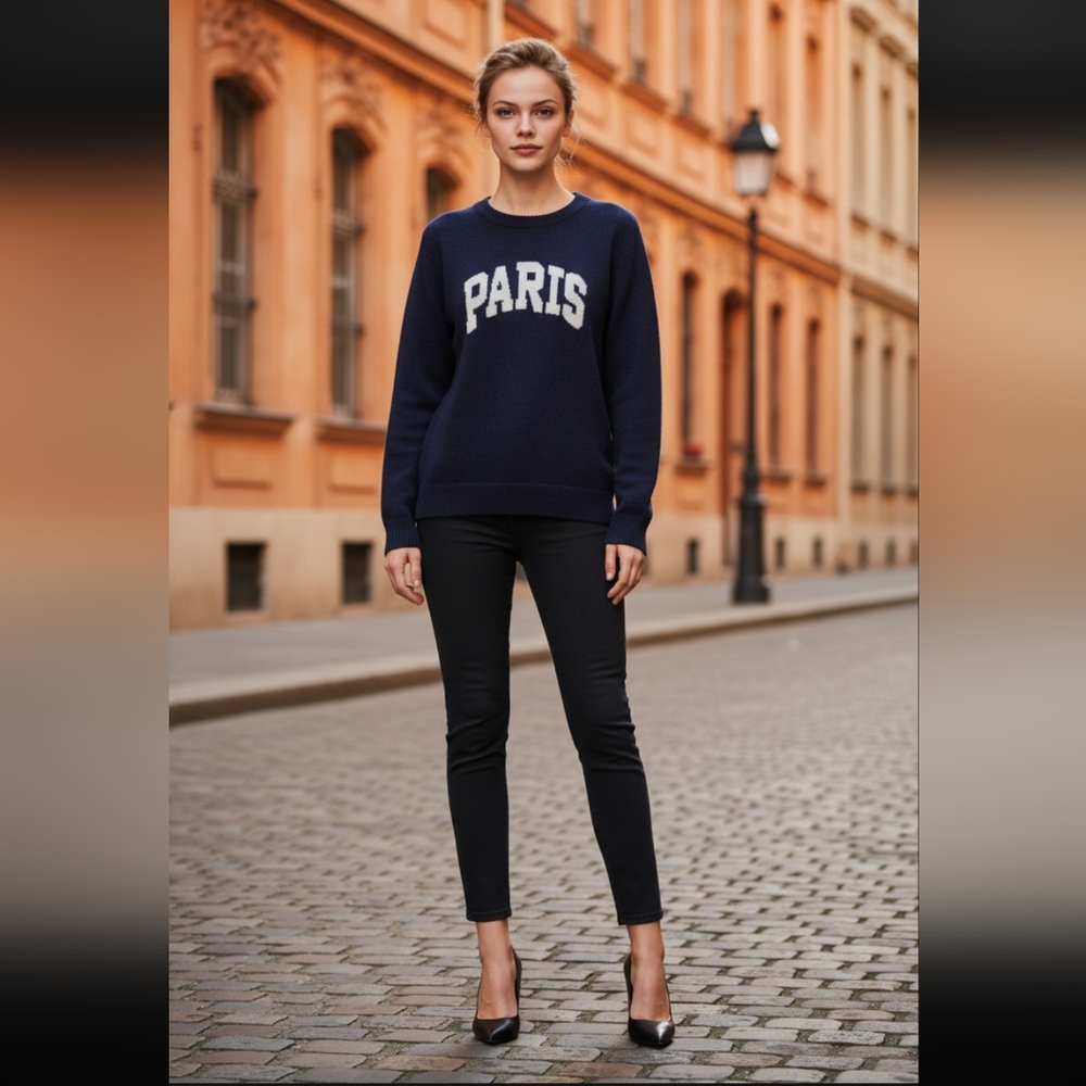 Navy Blue Paris Sweater